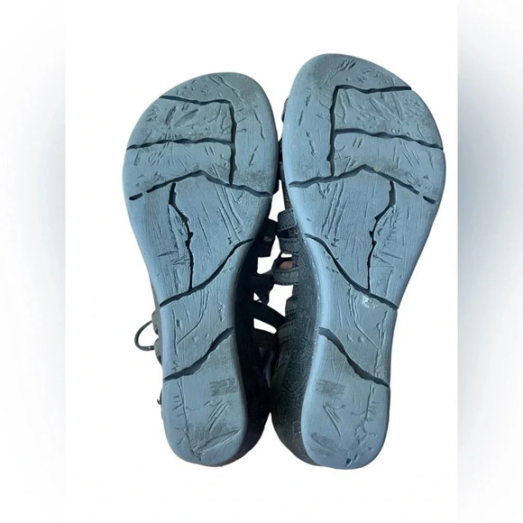 OTBT Nomadic US 7.5M Gray Leather Gladiator Lace Up Wedge Sandals Shoes - Picture 7 of 9